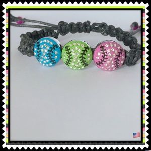 🆕✅ MACRAME COLORFUL 🥎⚾️ THREE BASEBALL BRACELET